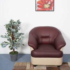 Nilkamal Bright 1 Seater Fabric Sofa (Maoon/Beige)