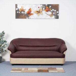 Nilkamal Bright 3 Seater Fabric Sofa (Maoon/Beige)