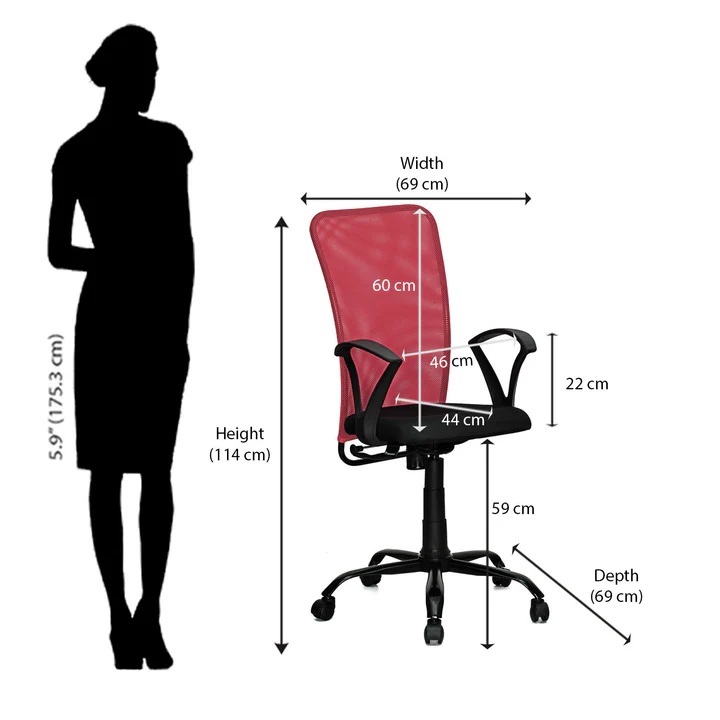 Nilkamal Hanoi Mid Back Mesh Office Chair (Maroon) 9