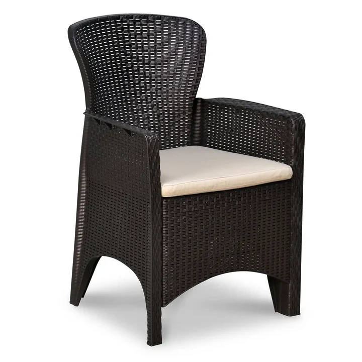 Nilkamal Breeze One Seater Plastic Sofa Chair with Cushion, Set of 2 (Walnut Brown) 3