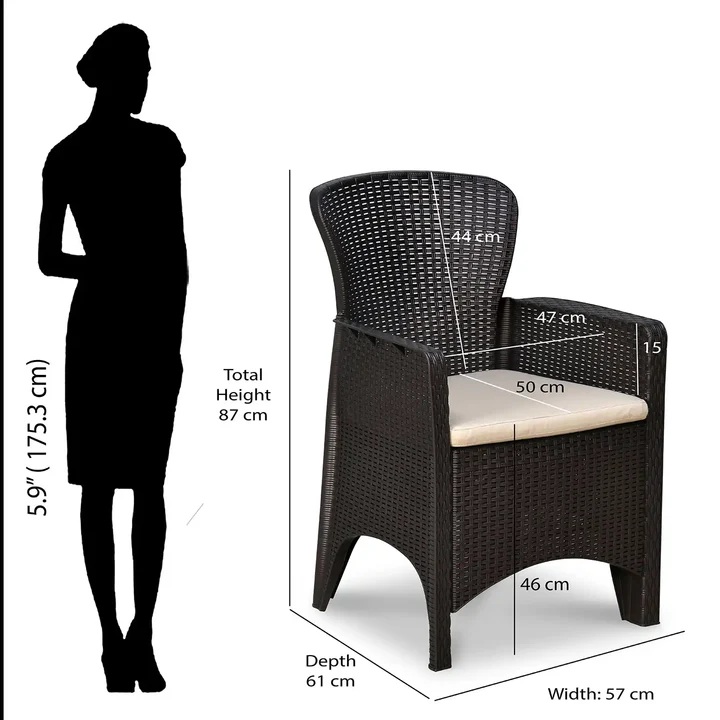 Nilkamal Breeze One Seater Plastic Sofa Chair with Cushion, Set of 2 (Walnut Brown) 8