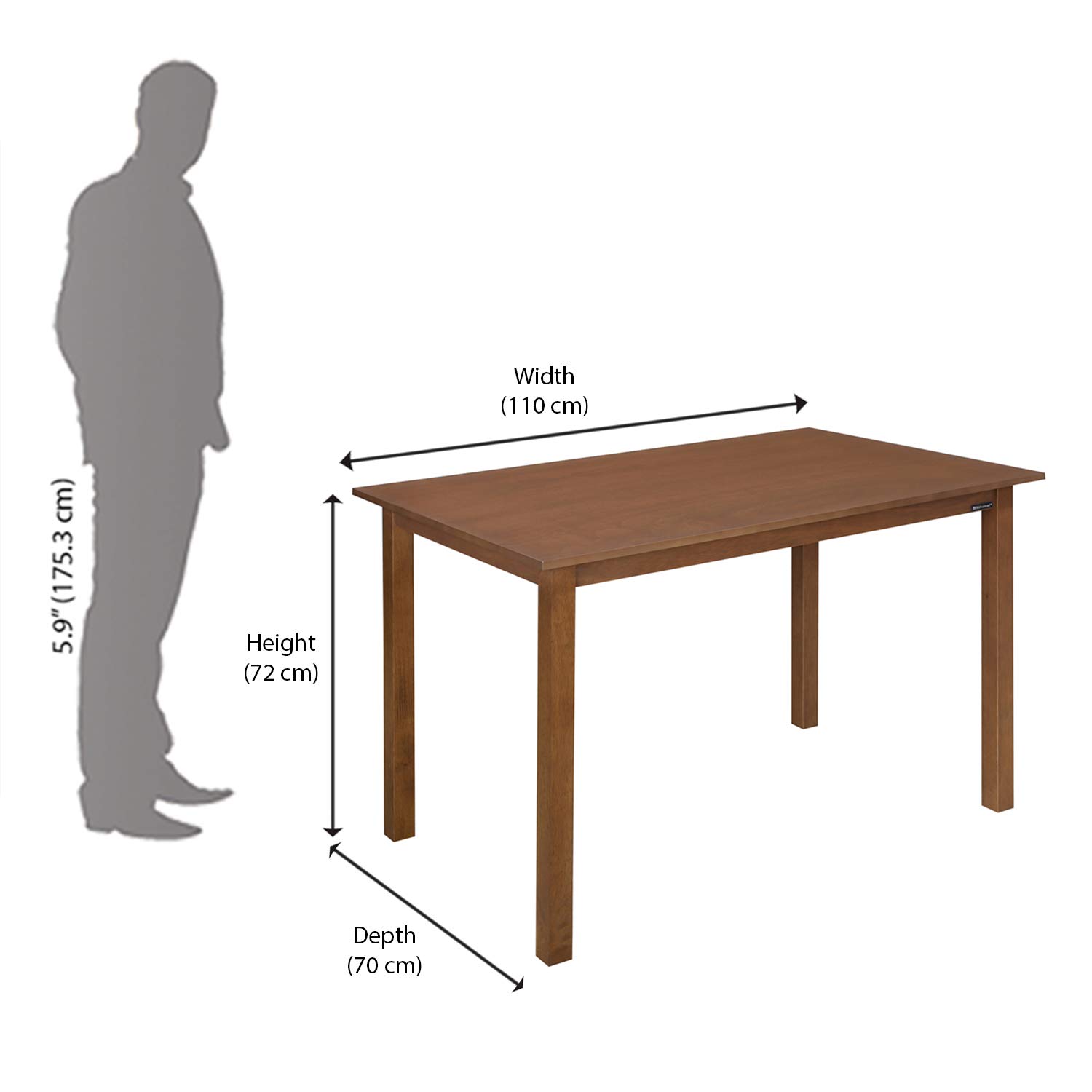 Nilkamal Carlos 4 Seater Dining Set (Walnut) 7