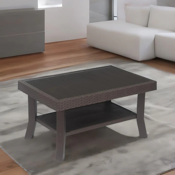 Nilkamal Center Table 1 Cane & Glass (Weather Brown) 1