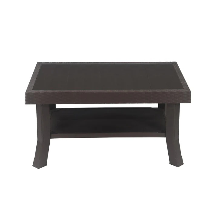 Nilkamal Center Table 1 Cane & Glass (Weather Brown) 2