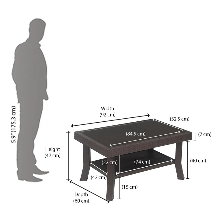 Nilkamal Center Table 1 Cane & Glass (Weather Brown) 6