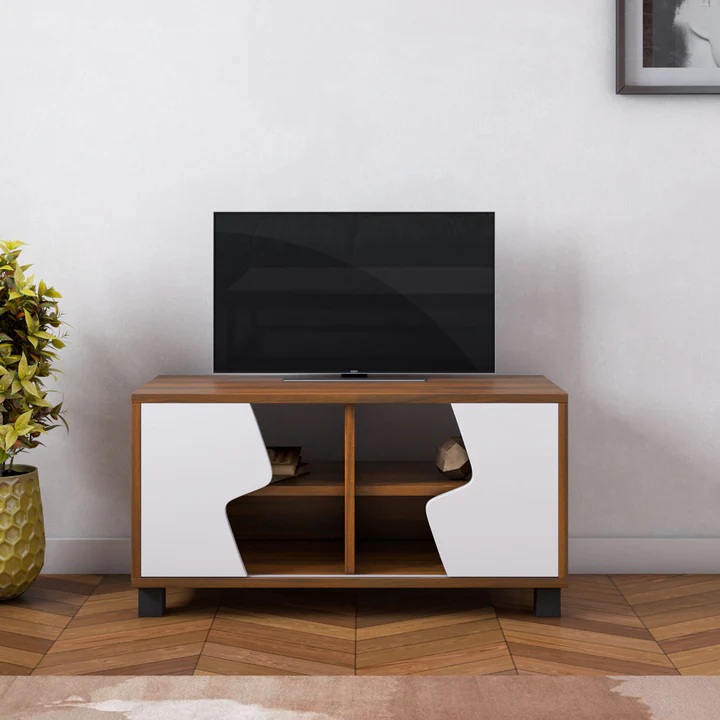 Nilkamal Clive TV Unit (Walnut and White) 1
