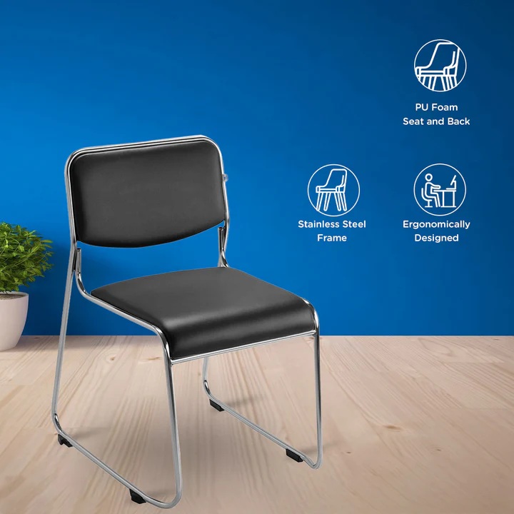 Nilkamal Contract 01 without Arm Visitor Chair (Black) 3