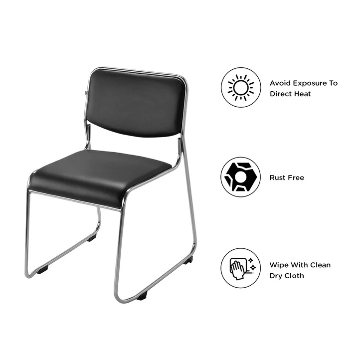 Nilkamal Contract 01 without Arm Visitor Chair (Black) 4
