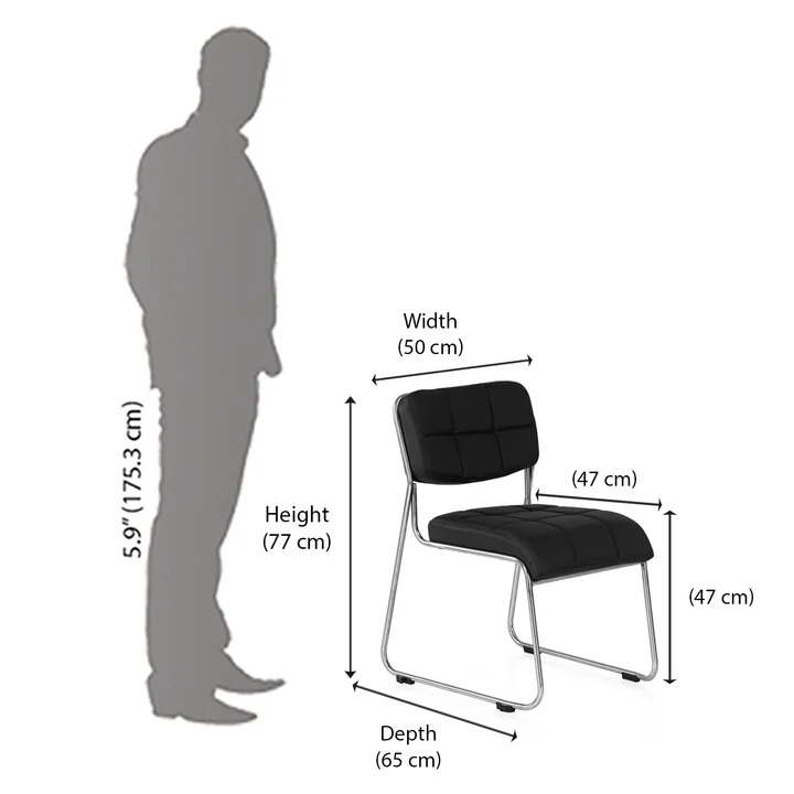 Nilkamal Contract 02 without Arm Visitor Chair (Black) 6