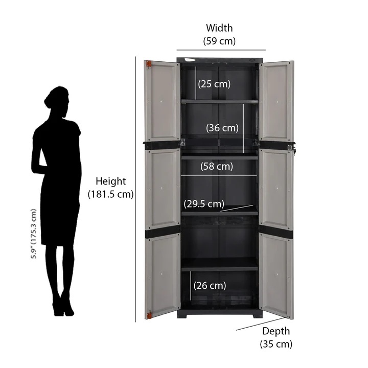 Nilkamal Freedom Mini Medium (FML) Plastic Cabinet for Storage(Grey Charcoal Grey) 7