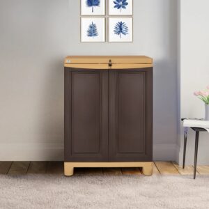 Nilkamal Freedom Small 1 (FS1) Plastic Storage Cabinet (Weathered Brown and Biscuit)