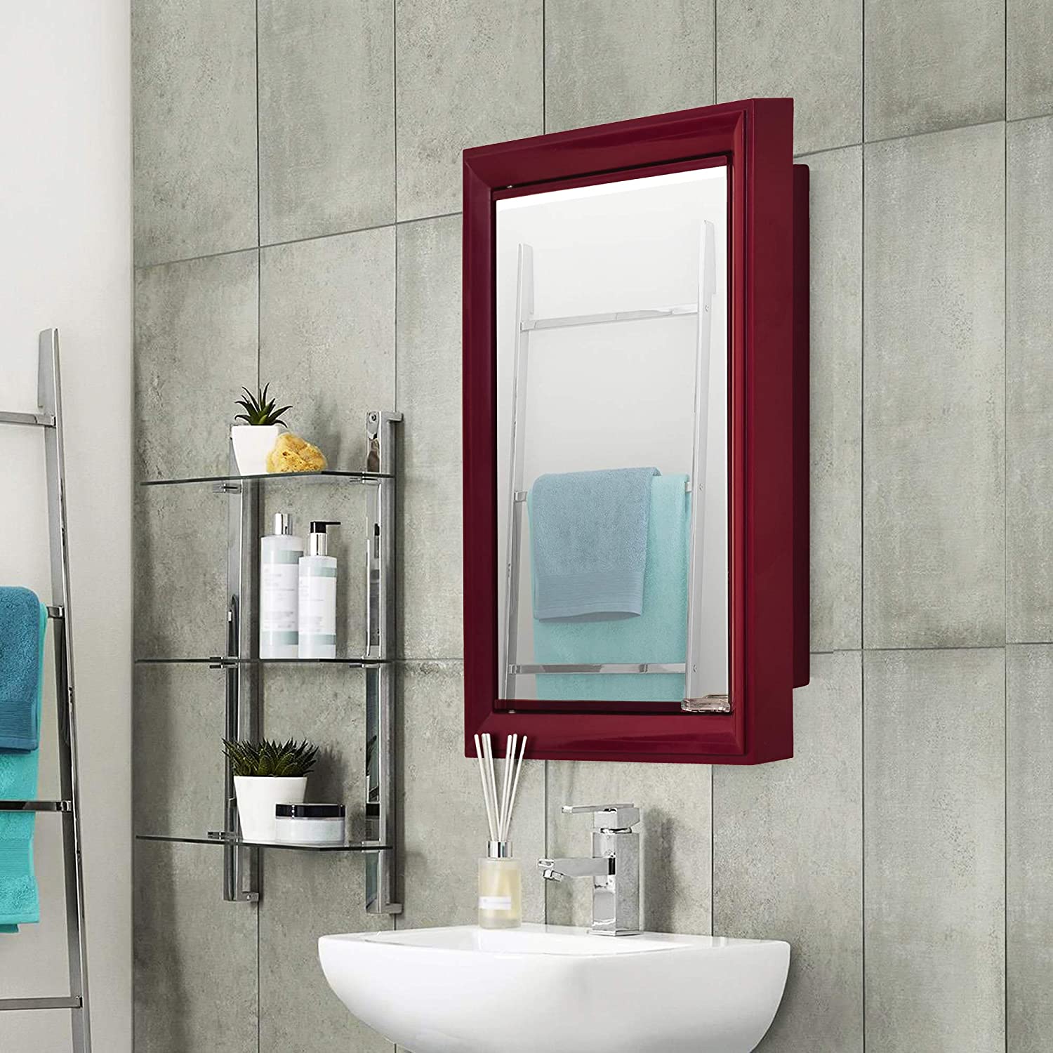 Nilkamal Gem Plastic Cabinet with Mirror (Maroon) 1