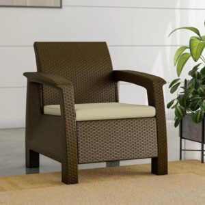 Nilkamal Goa Sofa Set with Cushion 1 Seater (Season Rust Brown)