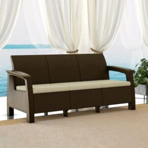 Nilkamal Goa Sofa Set with Cushion 3 Seater (Season Rust Brown)