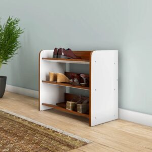 Nilkamal Itsy 3-Tier Shoe Rack (White & Walnut)