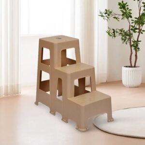 Nilkamal Kick Plastic Step Stool (Marble Beige)