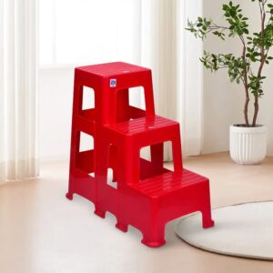 Nilkamal Kick Plastic Step Stool (Red)