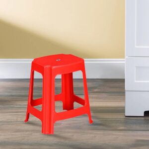 Nilkamal STL06 Plastic Stool (Bright Red)
