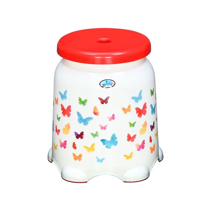Nilkamal STL27F Plastic Stool (Butterfly Cream & Bright Red) 2