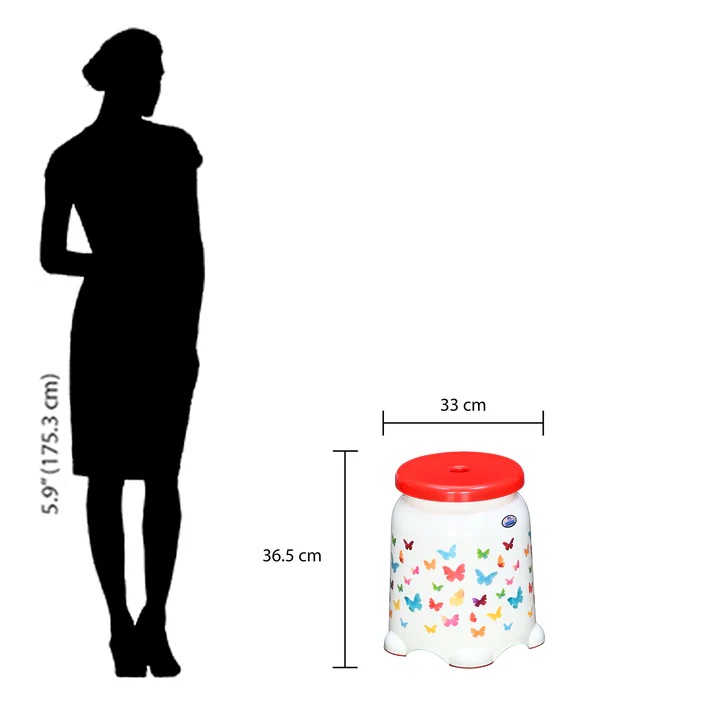 Nilkamal STL27F Plastic Stool (Butterfly Cream & Bright Red) 3