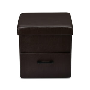 Nilkamal Small Foldable Ottoman with 1 Drawer (Brown)