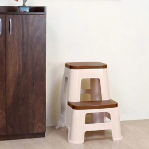 Nilkamal Step Stool 31 (Basket Beach / Rattan Dark Beige)