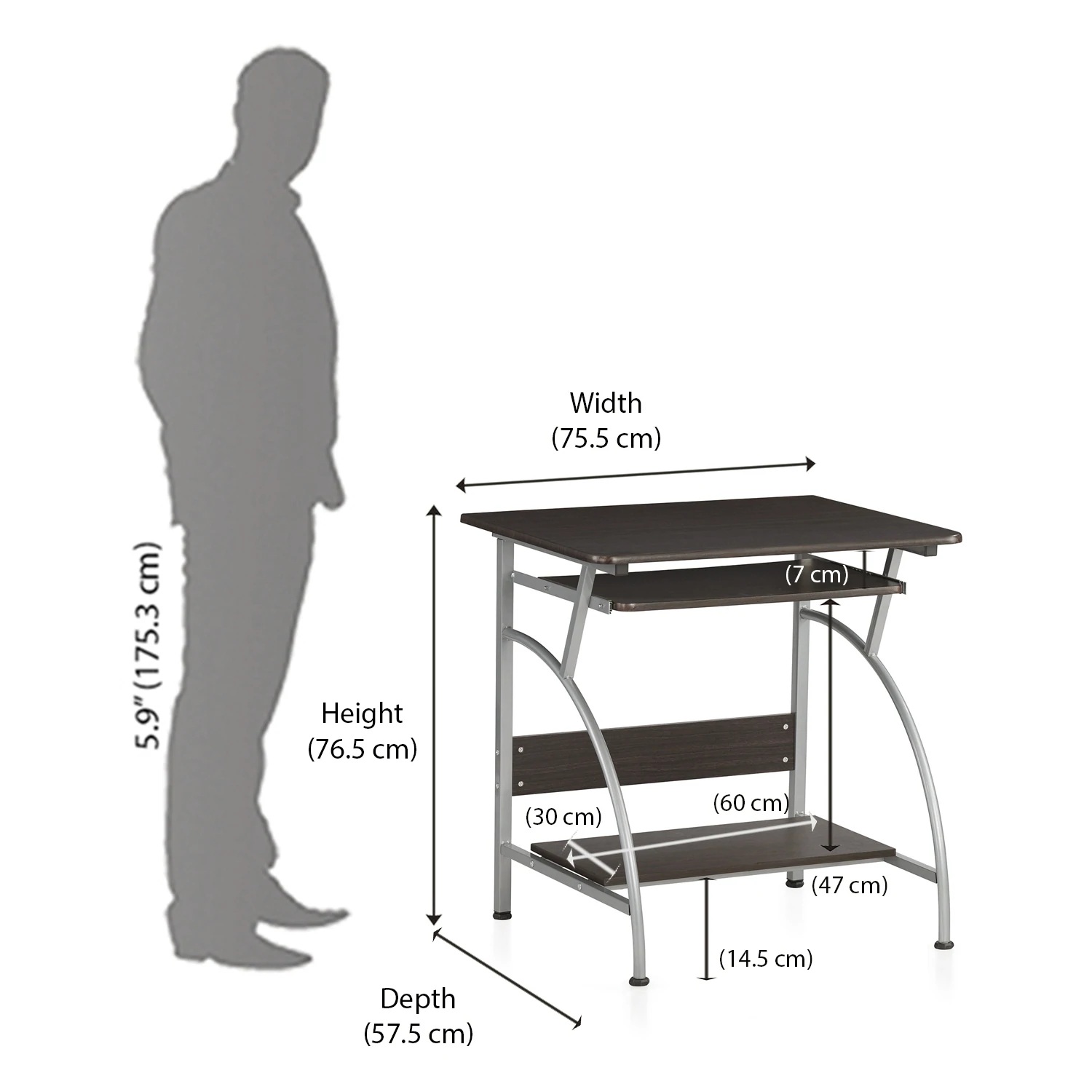 Nilkamal Vibe Computer Table (Black-Walnut) 7
