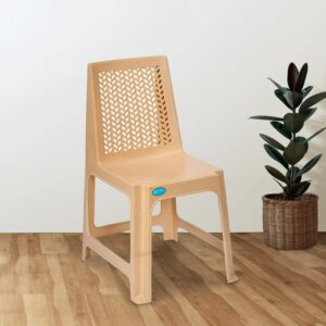 Nilkamal Viva Plastic Armless Chair (Marble Beige)