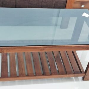 Center Table with Black Glass (Teak)