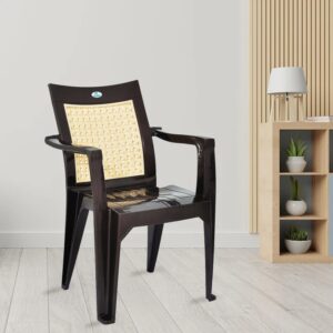 Nilkamal CHR2213 Plastic Arm Chair (Weather Brown/Biscuit Ins)