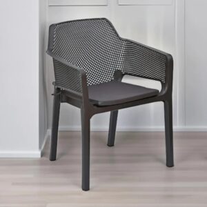 Nilkamal Captain Plastic Arm Chair with Leatherette Cushion (Season Rust Brown)