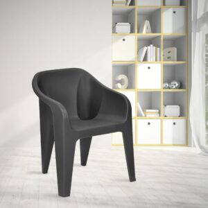 Nilkamal Eeezy Go Plastic Arm Chair (Charcoal Grey)