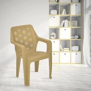 Nilkamal Hexa Plastic Chair With Arm Rest (Laxury Beige)