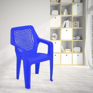 Nilkamal Trendy Plastic Chair With Arm Rest (Deep Blue)