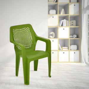 Nilkamal Trendy Plastic Chair With Arm Rest (Lush Green)