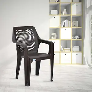 Nilkamal Trendy Plastic Chair With Arm Rest (Season Rust Brown)
