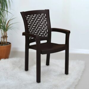 Nilkamal Tulip Plastic Arm Chair (Season Rust Brown)