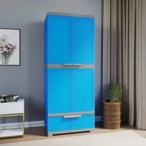 Nilkamal Freedom FMDR1BE Plastic Storage Cabinet with 1 Drawer (Deep Blue / Haze Grey)