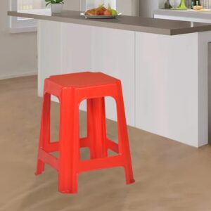 Nilkamal STL07 Plastic Stool (Bright Red)