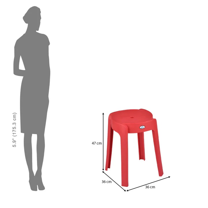 Nilkamal Twist Plastic Stool (Bright Red) 6