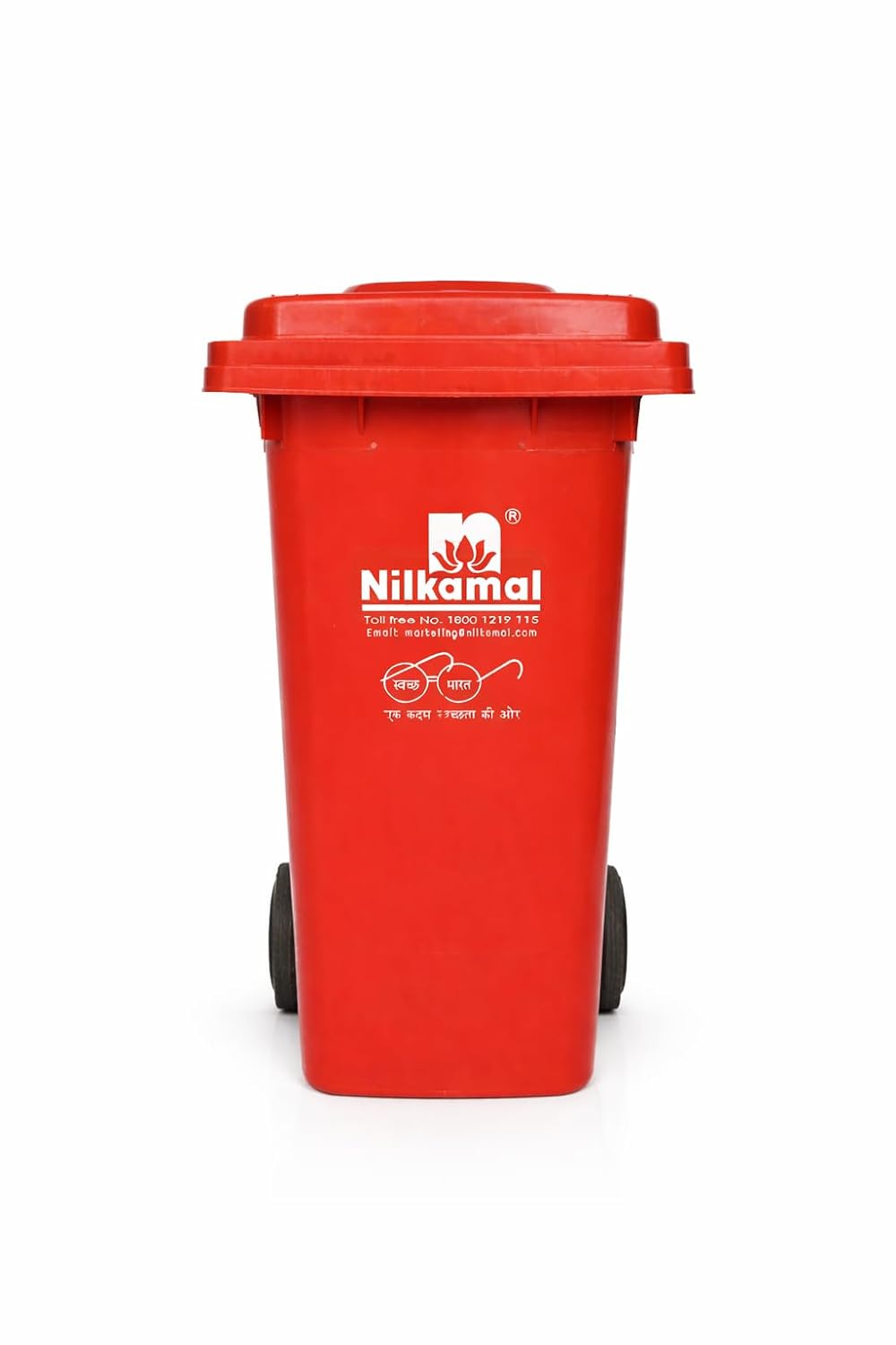Nilkamal 120L Plastic Garbage Waste Bin (Red) 1