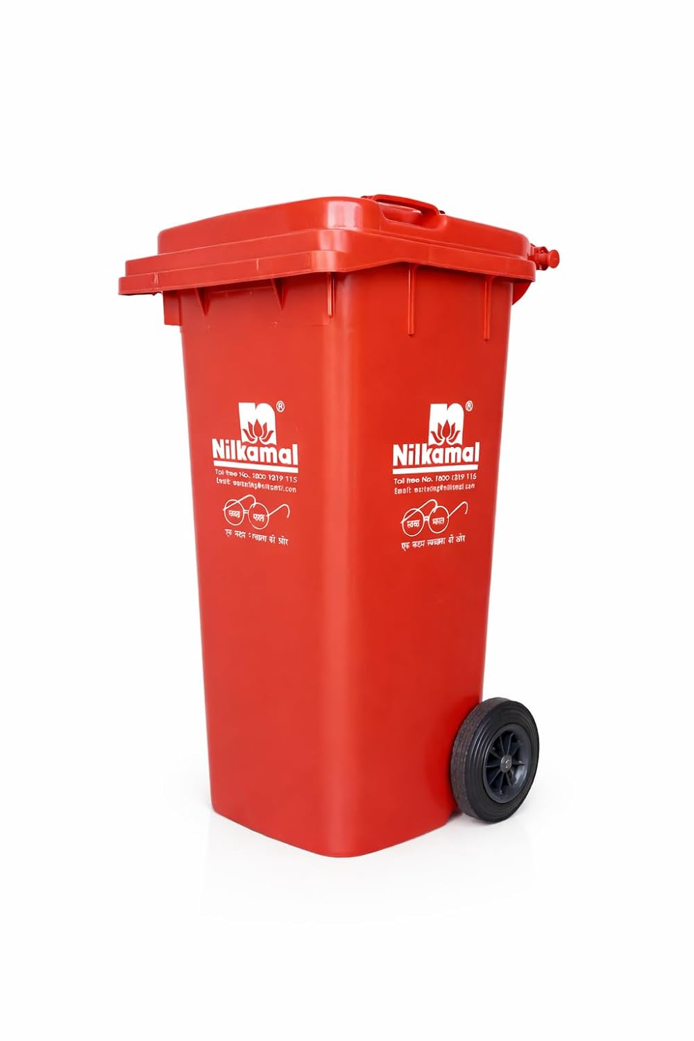 Nilkamal 120L Plastic Garbage Waste Bin (Red) 2