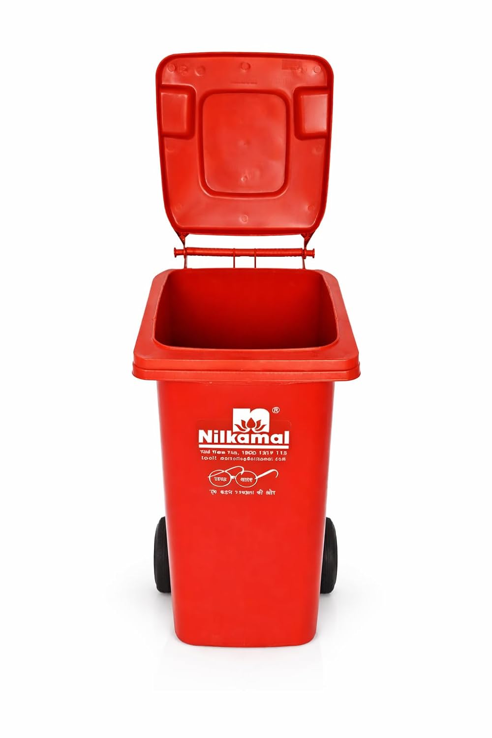 Nilkamal 120L Plastic Garbage Waste Bin (Red) 3