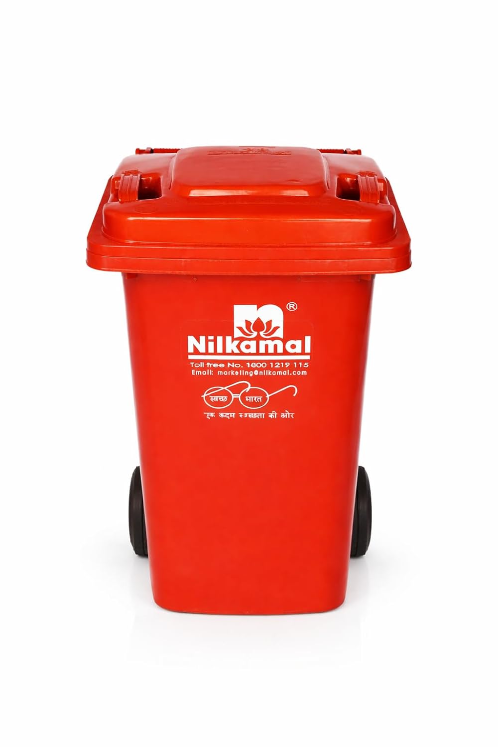 Nilkamal 120L Plastic Garbage Waste Bin (Red) 4
