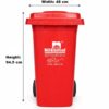 Nilkamal 120L Plastic Garbage Waste Bin (Red) 6