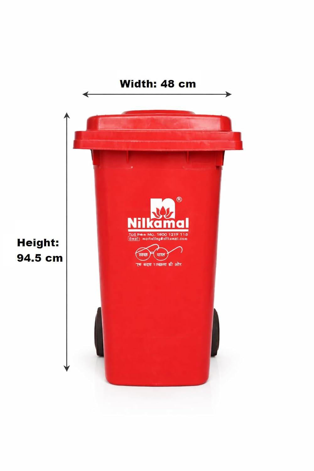 Nilkamal 120L Plastic Garbage Waste Bin (Red) 6