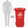 Nilkamal 120L Plastic Garbage Waste Bin (Red) 7