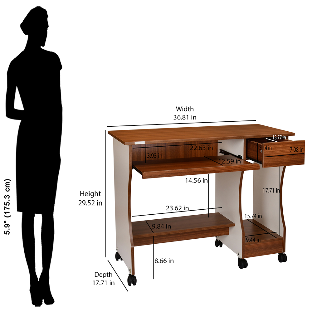Nilkamal Ashford Neo Computer Table (Walnut-White) 7