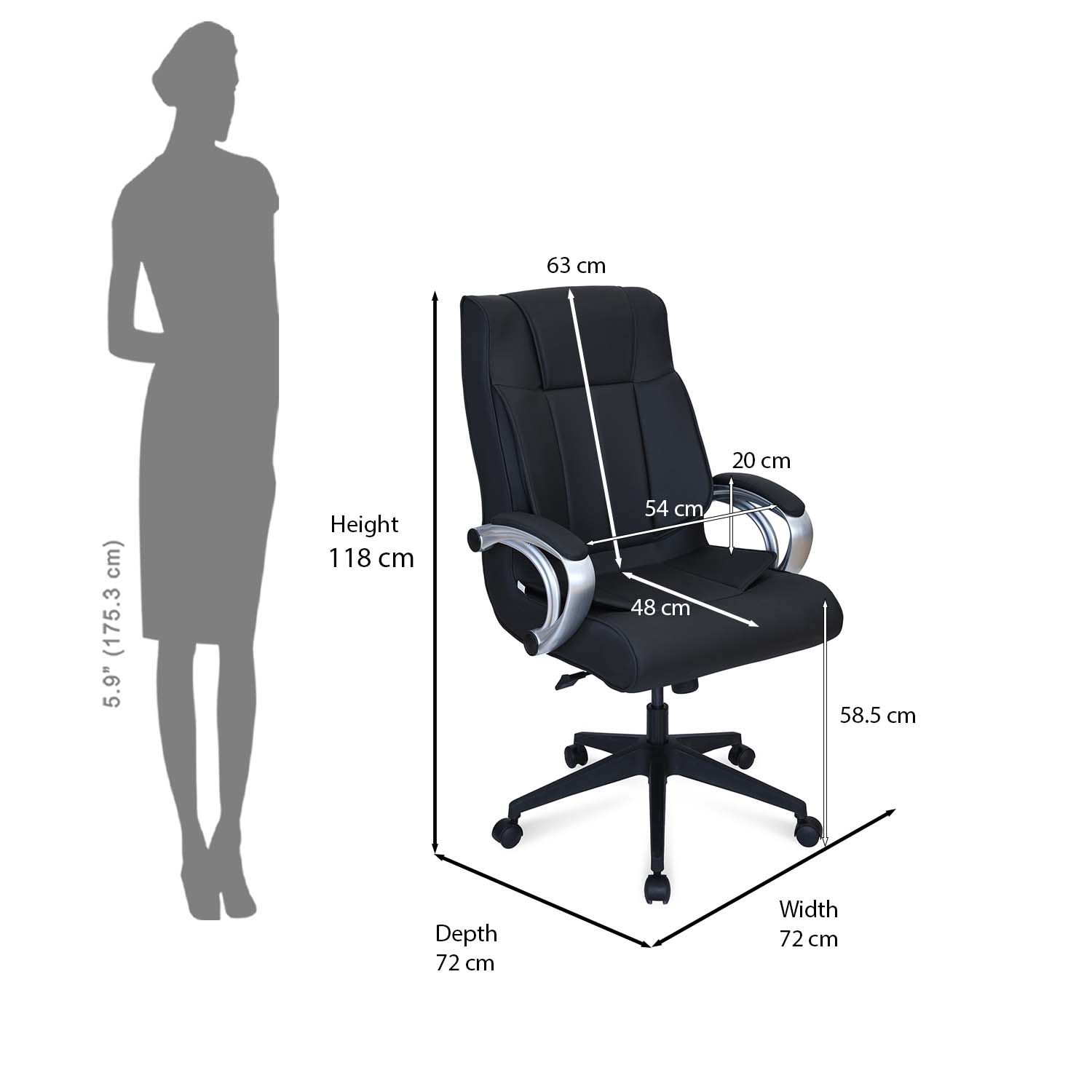 Nilkamal Caddy High Back Office Chair (Black) 10