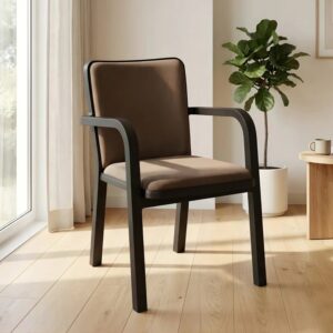 Nilkamal Luxe Full-Back Cushioned Plastic Chair (Season Rust Brown & Dark Beige)
